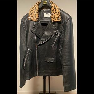 Leather Animal Print Motorcycle Jacket